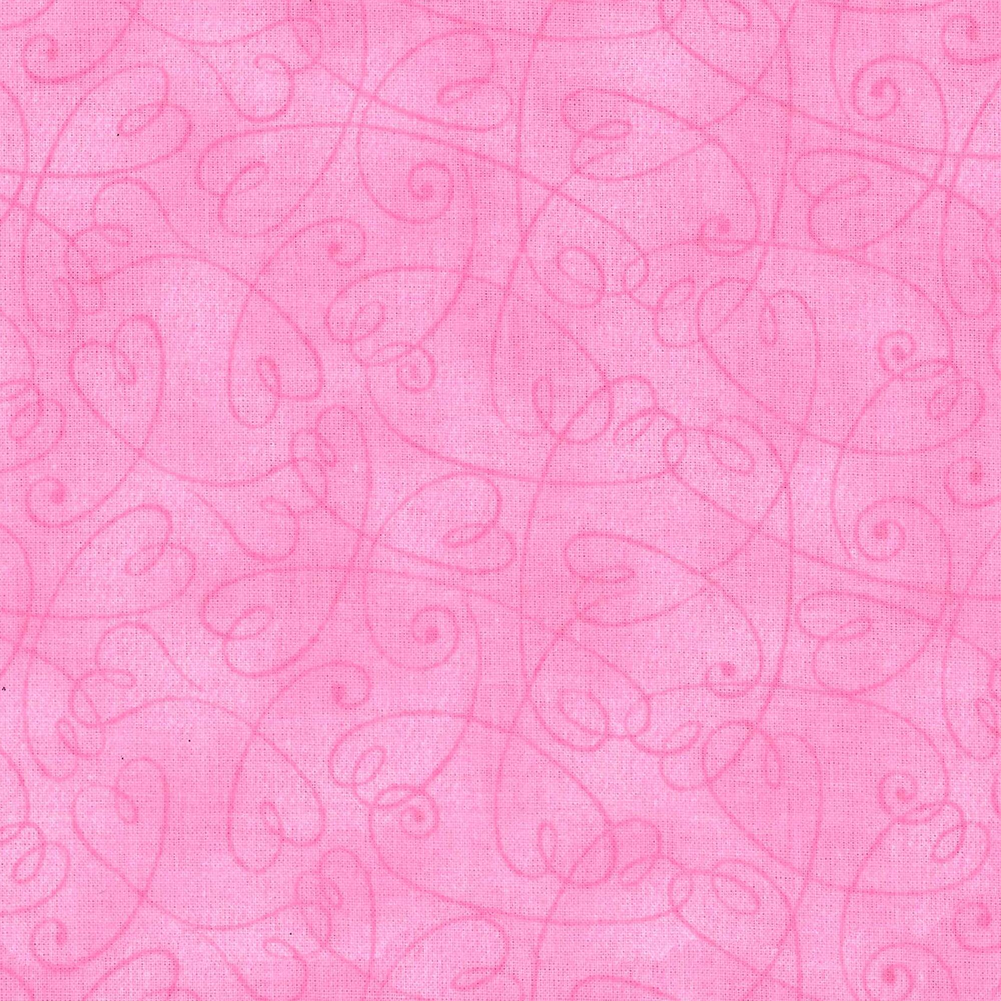 Fabric Traditions Pink Tonal Swirl Hearts Cotton Fabric